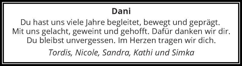  Traueranzeige für Daniela Dahm-Markwort vom 13.09.2017 aus trauer.wuppertaler-rundschau.de