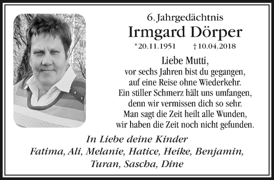 Traueranzeige von Irmgard Dörper von trauer.extra-tipp-moenchengladbach.de
