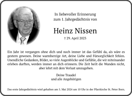 Traueranzeige von Heinz Nissen von trauer.extra-tipp-moenchengladbach.de