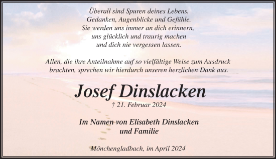 Traueranzeige von Josef Dinslacken von trauer.extra-tipp-moenchengladbach.de