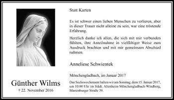 Traueranzeige von Günther Wilms von trauer.extra-tipp-moenchengladbach.de