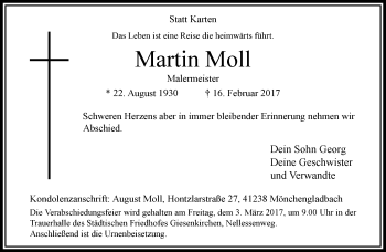 Traueranzeige von Martin Moll von trauer.extra-tipp-moenchengladbach.de