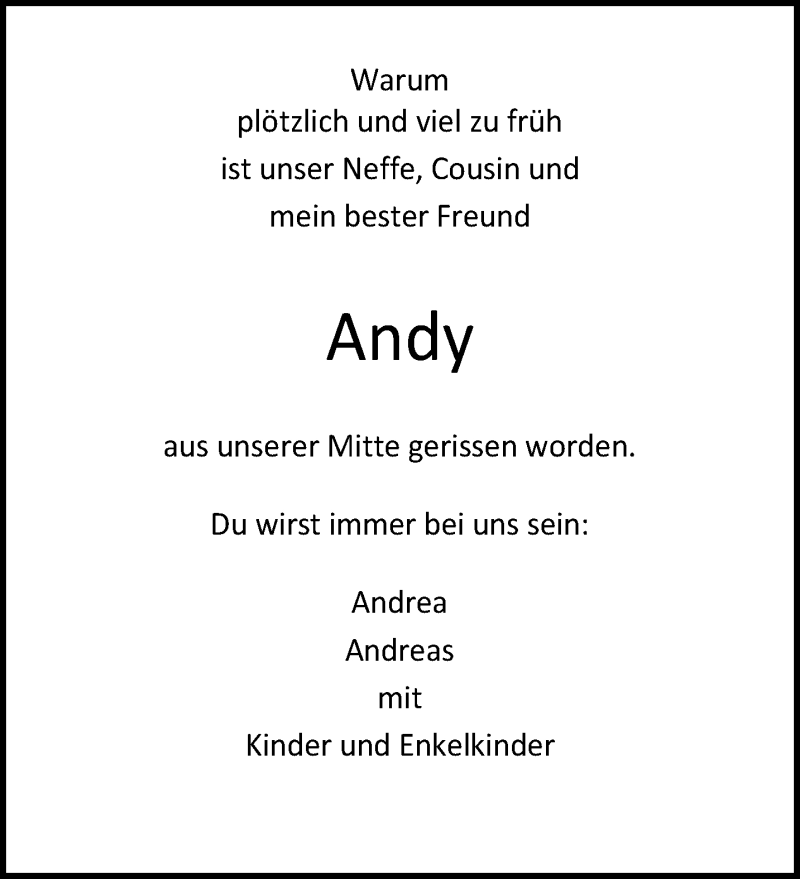  Traueranzeige für Andreas Peltzer vom 04.03.2017 aus trauer.wuppertaler-rundschau.de