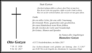Traueranzeige von Otto Gotzen von trauer.extra-tipp-moenchengladbach.de
