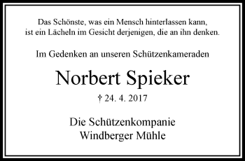 Traueranzeige von Norbert Spieker von trauer.extra-tipp-moenchengladbach.de