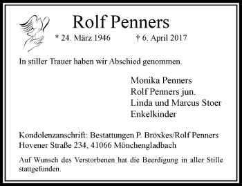 Traueranzeige von Rolf Penners von trauer.extra-tipp-moenchengladbach.de