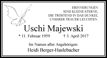 Traueranzeige von Uschi Majewski von trauer.extra-tipp-moenchengladbach.de