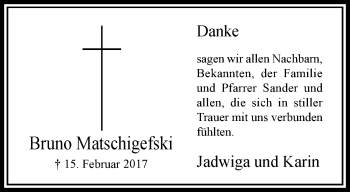 Traueranzeige von Bruno Matschigefski von trauer.extra-tipp-moenchengladbach.de