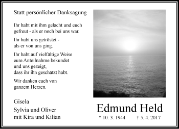 Traueranzeige von Edmund Held von trauer.extra-tipp-moenchengladbach.de