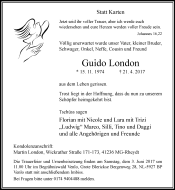 Traueranzeige von Guido London von trauer.extra-tipp-moenchengladbach.de