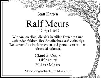 Traueranzeige von Ralf Meurs von trauer.extra-tipp-moenchengladbach.de