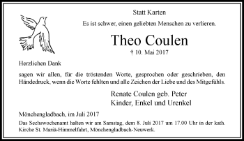 Traueranzeige von Theo Coulen von trauer.extra-tipp-moenchengladbach.de