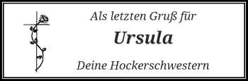 Traueranzeige von Ursula  von trauer.wuppertaler-rundschau.de