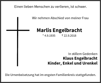 Traueranzeige von Marlis Engelbracht von trauer.wuppertaler-rundschau.de