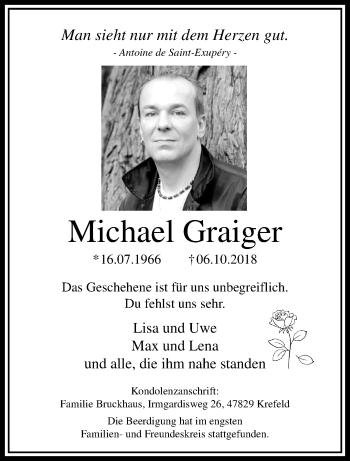 Traueranzeige von Michael Graiger von trauer.mein.krefeld.de