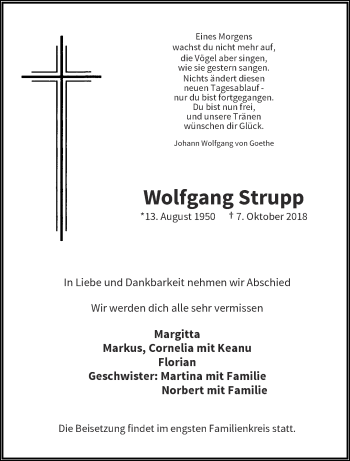 Traueranzeige von Wolfgang Strupp von trauer.wuppertaler-rundschau.de