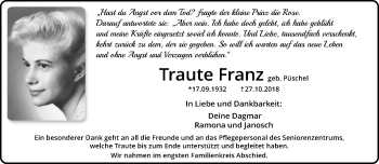 Traueranzeige von Traute Franz von trauer.mein.krefeld.de
