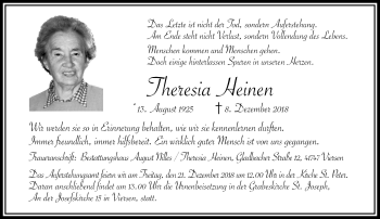 Traueranzeige von Theresia Heinen von trauer.extra-tipp-moenchengladbach.de