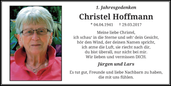 Traueranzeige von Christel Hoffmann von trauer.wuppertaler-rundschau.de