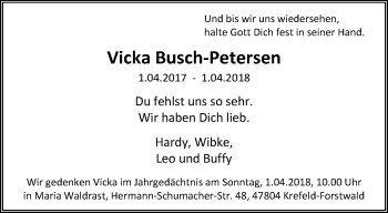 Traueranzeige von Vicka Busch-Petersen von trauer.mein.krefeld.de