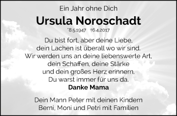 Traueranzeige von Ursula Noroschadt von trauer.mein.krefeld.de