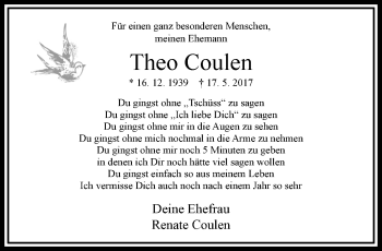 Traueranzeige von Theo Coulen von trauer.extra-tipp-moenchengladbach.de