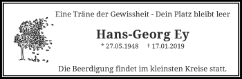 Traueranzeige von Hans-Georg Ey von trauer.wuppertaler-rundschau.de