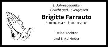 Traueranzeige von Brigitte Farrauto von trauer.wuppertaler-rundschau.de
