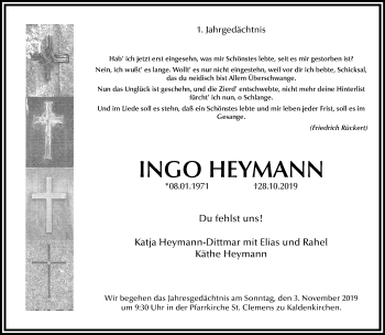 Traueranzeige von Ingo Heymann von trauer.extra-tipp-moenchengladbach.de