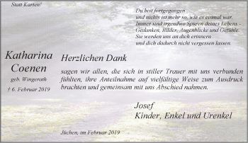 Traueranzeige von Katharina Coenen von trauer.stadt-kurier.de