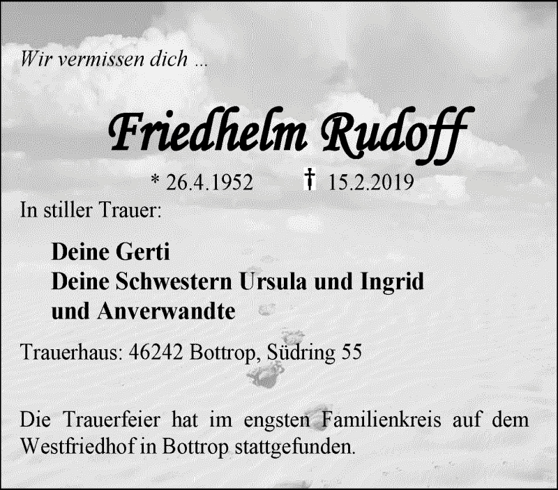  Traueranzeige für Friedhelm Rudoff vom 03.03.2019 aus trauer.extra-tipp-moenchengladbach.de