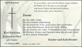 Traueranzeige von Katharina Schumacher von trauer.stadt-kurier.de