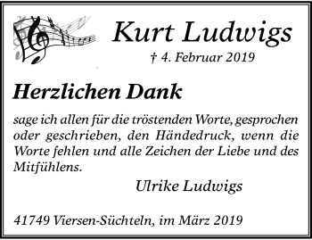 Traueranzeige von Kurt Ludwigs von trauer.extra-tipp-moenchengladbach.de
