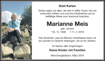 Traueranzeige von Marianne Meis von trauer.extra-tipp-moenchengladbach.de