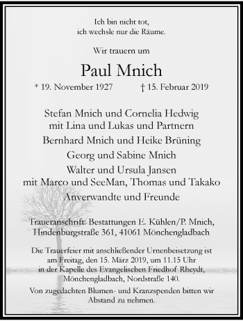 Traueranzeige von Paul Mnich von trauer.extra-tipp-moenchengladbach.de