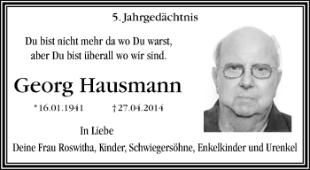 Traueranzeige von Georg Hausmann von trauer.mein.krefeld.de