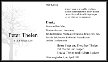 Traueranzeige von Peter Thelen von trauer.extra-tipp-moenchengladbach.de