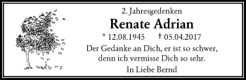 Traueranzeige von Renate Adrian von trauer.wuppertaler-rundschau.de