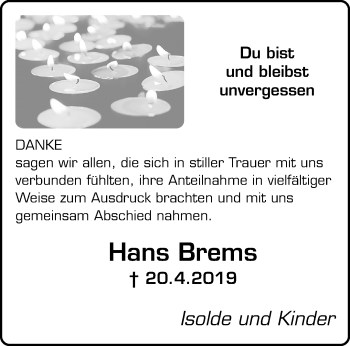 Traueranzeige von Hans Brems von trauer.mein.krefeld.de