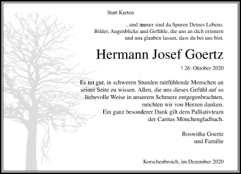 Traueranzeige von Hermann Josef Goertz von trauer.extra-tipp-moenchengladbach.de