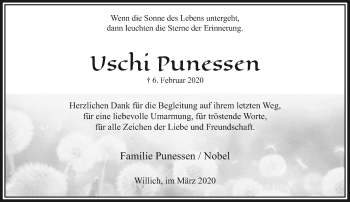 Traueranzeige von Uschi Punessen von trauer.extra-tipp-moenchengladbach.de