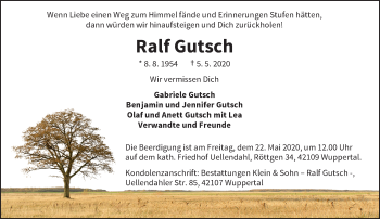 Traueranzeige von Ralf Gutsch von trauer.wuppertaler-rundschau.de