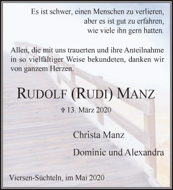 Traueranzeige von Rudolf Manz von trauer.extra-tipp-moenchengladbach.de