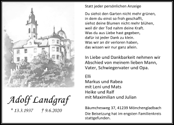 Traueranzeige von Adolf Landgraf von trauer.extra-tipp-moenchengladbach.de