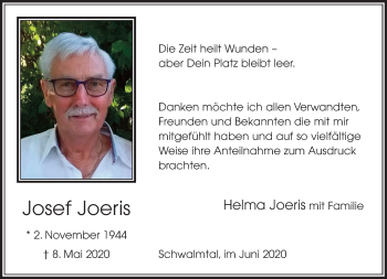 Traueranzeige von Josef Joeris von trauer.extra-tipp-moenchengladbach.de