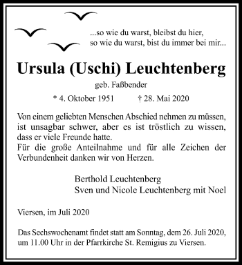 Traueranzeige von Ursula Leuchtenberg von trauer.extra-tipp-moenchengladbach.de