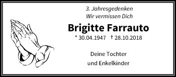 Traueranzeige von Brigitte Farrauto von trauer.wuppertaler-rundschau.de