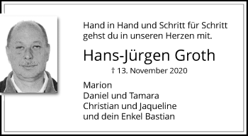 Traueranzeige von Hans-Jürgen Groth von trauer.extra-tipp-moenchengladbach.de