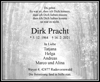 Traueranzeige von Dirk Pracht von trauer.wuppertaler-rundschau.de