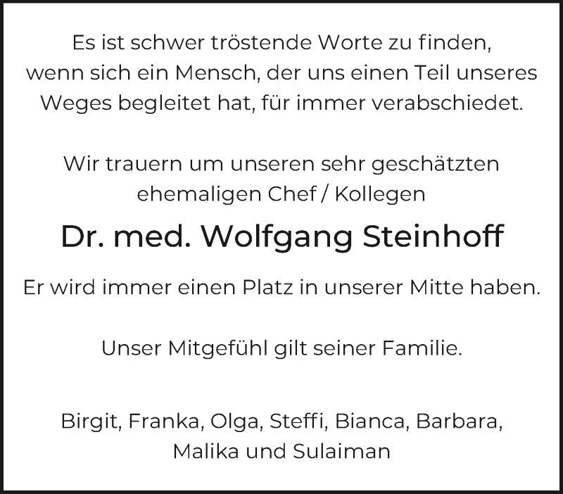  Traueranzeige für Wolfgang Steinhoff vom 07.02.2021 aus trauer.extra-tipp-moenchengladbach.de